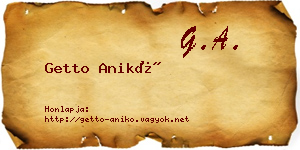 Getto Anikó névjegykártya